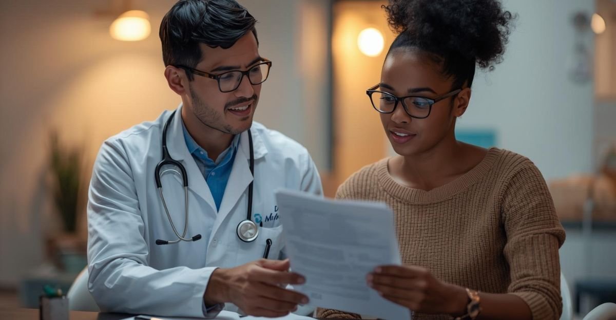 Doctor explaining trial consent to participant