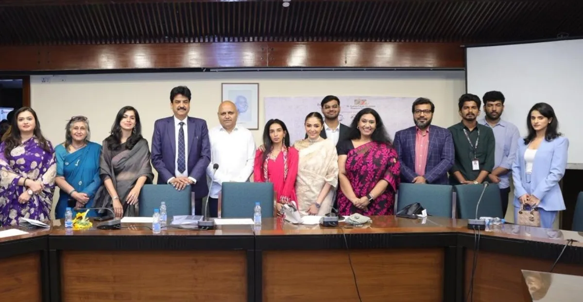 Speakers discussing the Purushartha Happiness Index at Philanthropic Forum 2026 in New Delhi