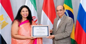 BRICS CCI appoints Sharmishtha Ghosh as Executive Director for International Partnerships and Outreach, with Sharmishtha Ghosh receiving her appointment certificate during an official ceremony.