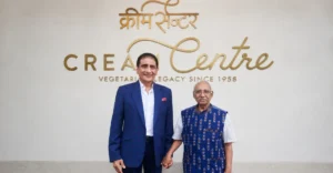 Cream Centre Chowpatty celebrates its artistic legacy as Chairman Sanjiv Chona poses with renowned contemporary artist Thota Vaikuntam at the iconic Mumbai restaurant.