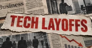 Tech Layoffs in 2026 chart showing job cuts across Oracle, Amazon, Dell, and Meta