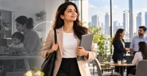 Woman professional returning to the office after a career break, representing returnship programs in India