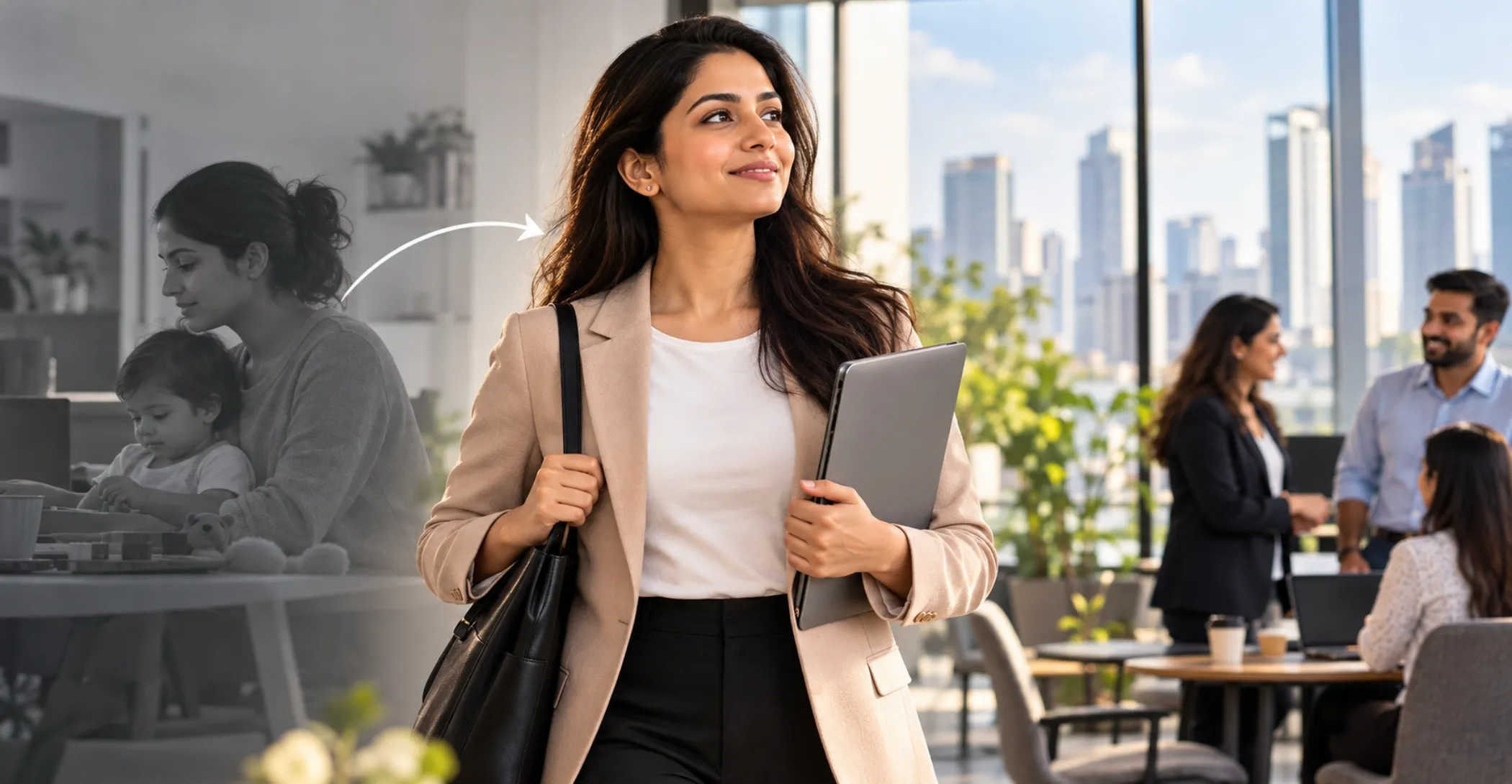Woman professional returning to the office after a career break, representing returnship programs in India